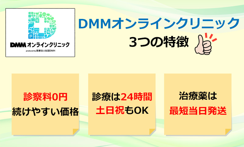 DMMオンラインクリニックの特徴のオリジナル図解