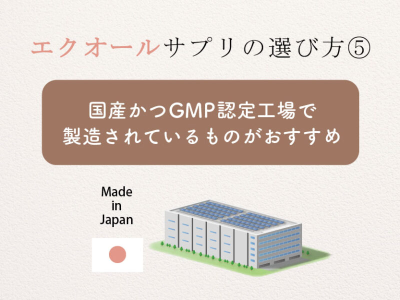 エクオールサプリの選び方⑤国産・GMP認定工場製造がおすすめ