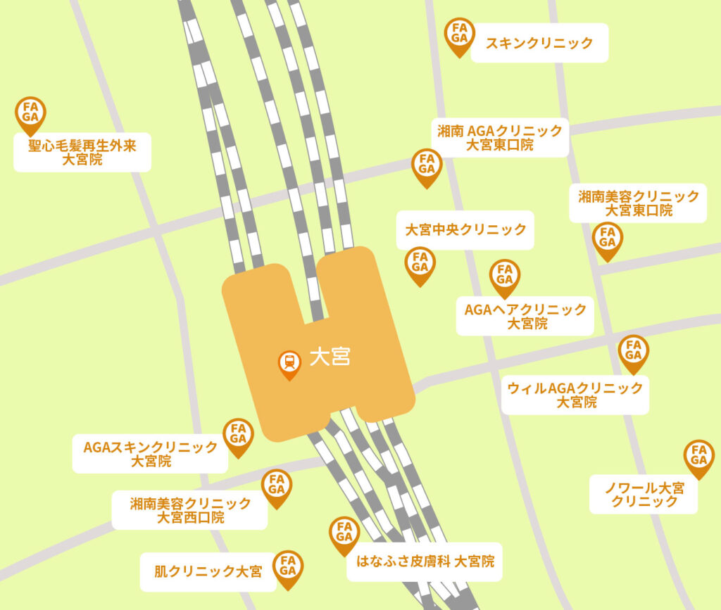 埼玉大宮でおすすめの女性の薄毛治療クリニック【地図】